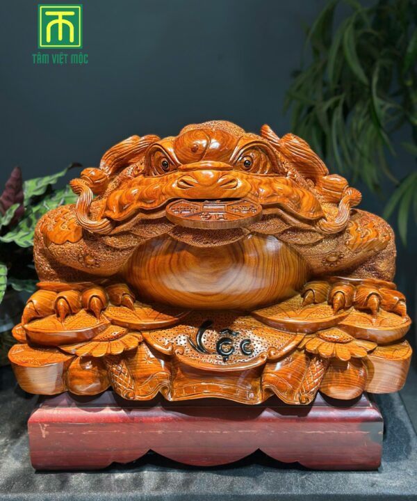 Tượng cóc ngậm tiền gỗ cẩm cao 32 ngang 46 sâu 30