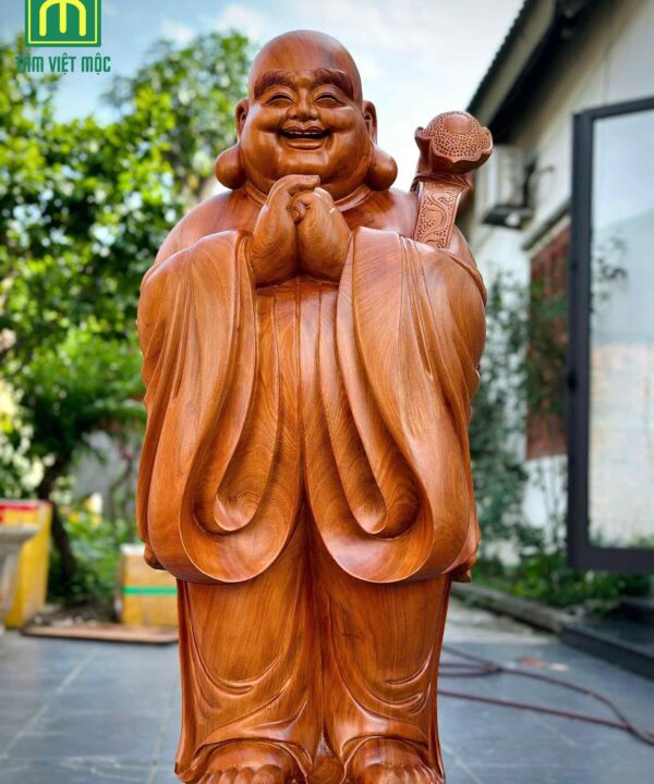 Tượng Di Lặc chúc phúc gỗ hoàng đàn cao 1m25 ngang 43 sâu 40