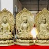 Bộ tượng phật tây phương tam thánh gỗ cẩm vàng cao 90 ngang 50 sâu 50