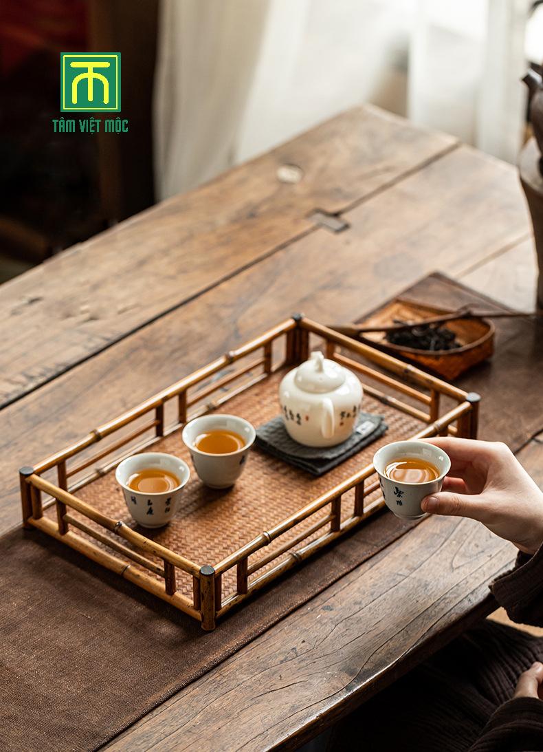 Mẫu khay trà tự làm bằng tre
