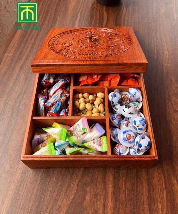 Khay đựng bánh kẹo gỗ hương dài 40 rộng 40 cao 13