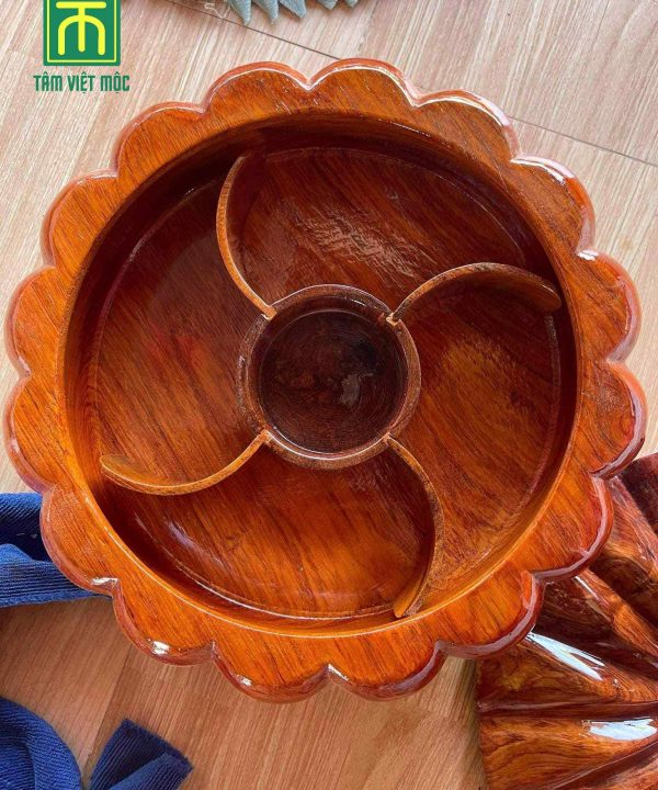 Khay đựng bánh kẹo hình quả bí ngô gỗ hương đường kính 35 cao 30