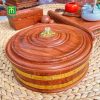 Khay đựng bánh kẹo hình tròn gỗ hương đường đính 30 cao 14 2