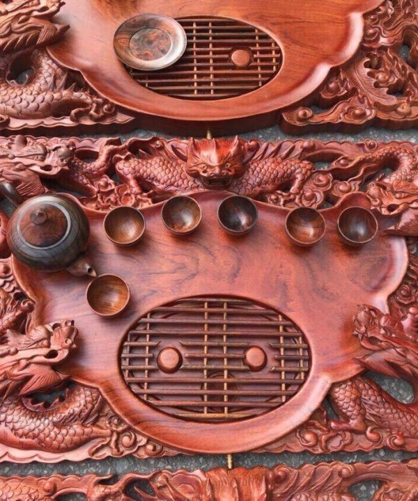 Khay trà gỗ hương ngũ long dài 70 rộng 40 dày 4