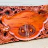 Khay trà gỗ hương trạm rồng dài 70 rộng 40 dày 4