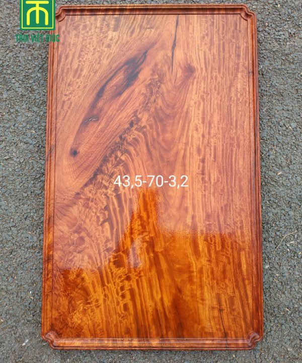 Khay trà gỗ hương vân đuôi công dài 70 rộng 43 dày 3
