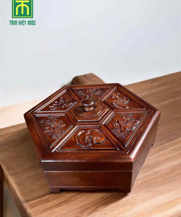 Khay đựng bánh kẹo gỗ hương phúc lộc thọ dài 31 rộng 28 cao 11 1