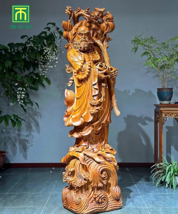 Tượng đạt ma sư tổ gỗ hương đá nguyên khối cao 160 ngang 55 sâu 55