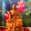 Tượng địa tạng vương bồ tát tọa thiền đài sen gỗ hương đá cao 55 ngang 32 sâu 32