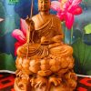 Tượng địa tạng vương bồ tát tọa thiền đài sen gỗ hương đá cao 55 ngang 32 sâu 32 1
