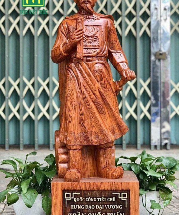 Tượng trần hưng đạo gỗ ngọc am cao 1m ngang 30 sâu 26